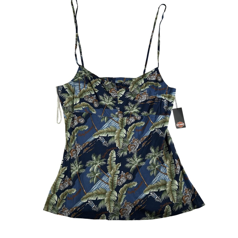 Harley-Davidson Tank Top Womens Extra Large Navy Hawaiian Tori Richard Made USA